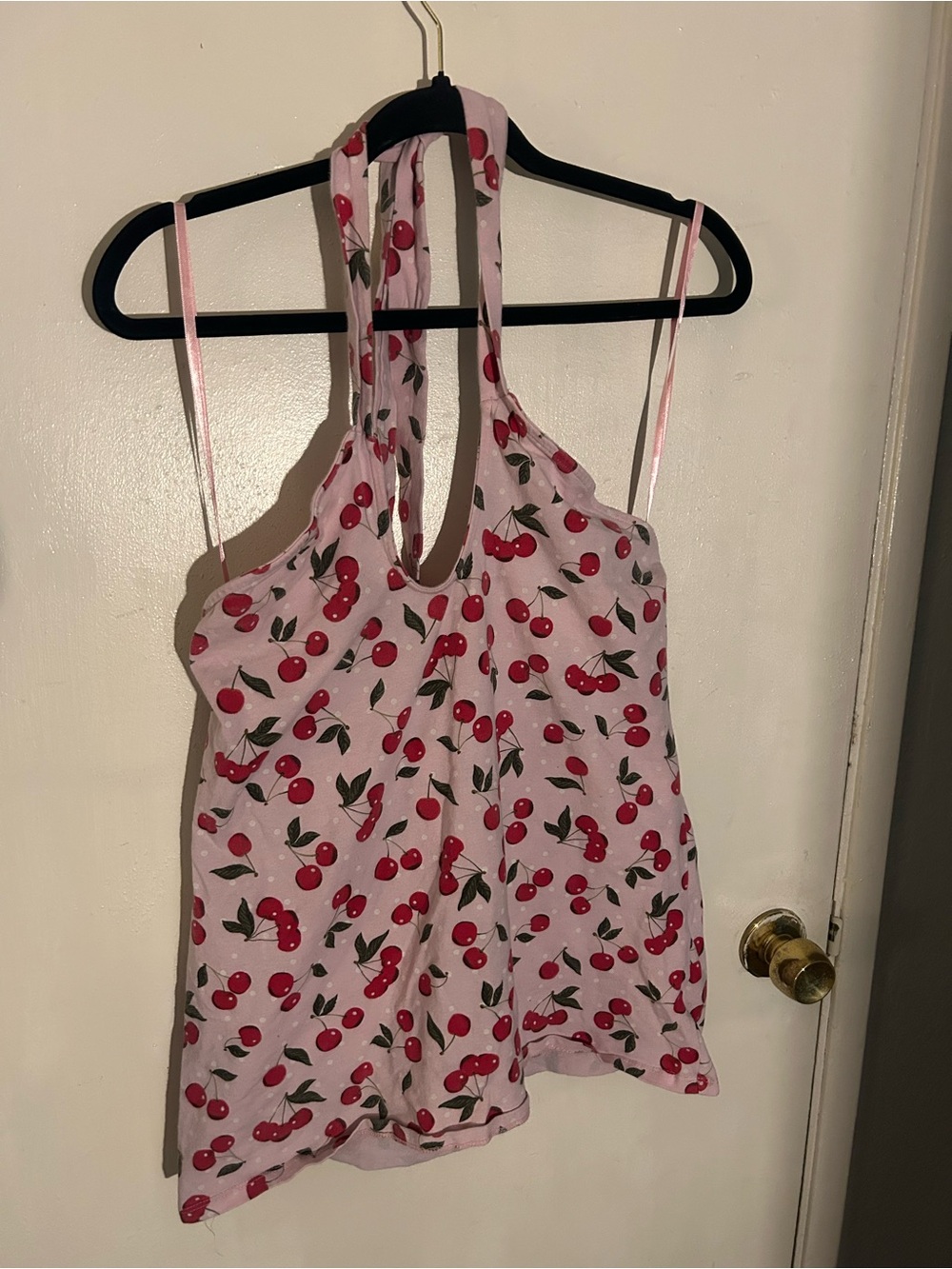 Women’s Cherry Print Halter Cami - Pink